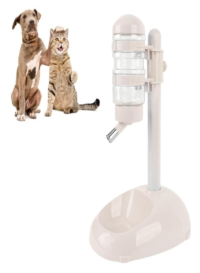 Asixxsix Pet Standing Water Dispenser, Height Adjustable Automatic Water Feeder Food Feeder Bowl, 500ml Dog Water Bottle Dispenser, Dog Cat Feeding Water Bowl Set (Beige) - Image 4